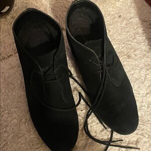 CROCS Black Suede Lace-Up Ankle Booties